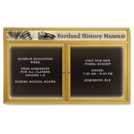 United Visual Products Indoor Enclosed Combo Board, 42"x32", Gold Frame/Grey & Pumice UVCB4232G-GREY-PUMICE